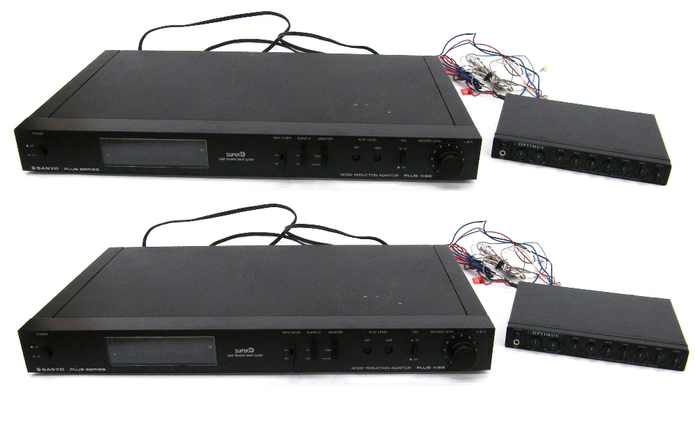 Two Sanyo Plus Series N55 noise reduction adapters (European plugs); together with two Optimus