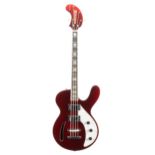 Musicvox Spaceranger 20th Anniversary semi hollow body bass guitar; Finish: candy apple red, heavy
