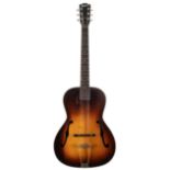 Gibson L-30 acoustic archtop guitar, made in USA, circa 1940; Finish: sunburst, repaired crack to