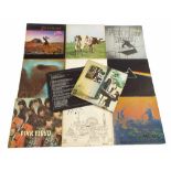 Pink Floyd - eleven vinyl LP records including Wall - More, Obscured by Clouds, Ummagumma etc,