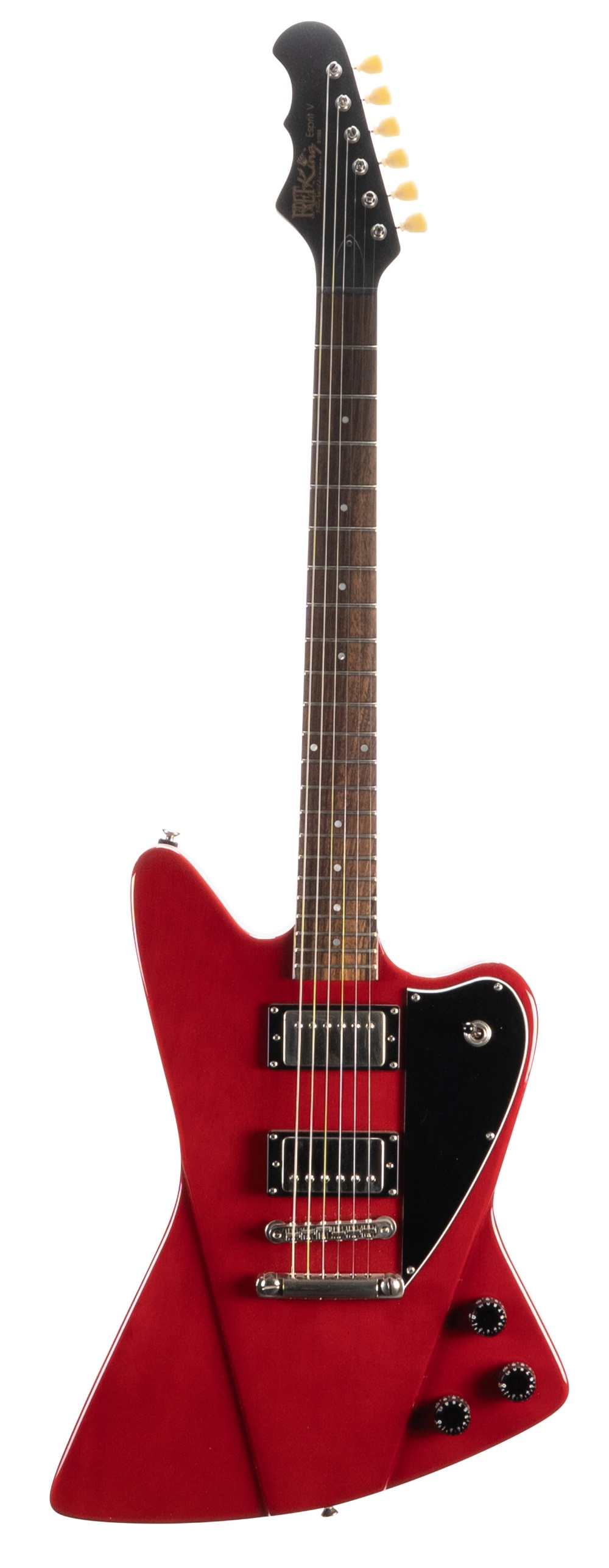 Fret-King Green Label Esprit V electric guitar, ser. no. 0xxx8; Finish: red, minor ding to the