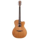 Ashbury electro-acoustic guitar; Back and sides: mahogany, minor imperfections; Table: various