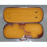 Good 19th century mahogany double viola/violin case, with mustard velvet plush lined fitted