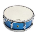 1966 Ludwig Jazz Festival 14" snare drum; Finish: blue sparkle; Serial no.: 276085