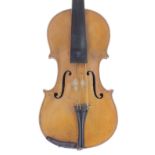 Markneukirchen seven-eighth size violin circa 1900, 13 11/16", 34.80cm