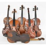 Six old violins in need of restoration (6)