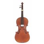 French three-quarter size violin labelled P. Gautie et Cie...Toulouse, 13 5/16", 33.80cm