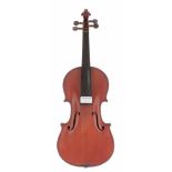 French three-quarter size violin labelled Modele d'apres Antonio Stradivarius..., 13 3/8", 34cm