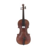 Early 20th century three-quarter size violin, 13 3/16", 33.50cm