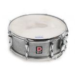 1970s/80s Premier 142 Resonator snare drum; Finish: brushed aluminium; Serial no.: 1159