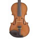 German violin labelled Josef Schuster, Geigenbaumeister, Baiersdorf-Erlangen, Bayern, Anno 1958,