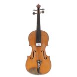 Violin labelled The Stainer Manufacturing Co., Ltd, 92, St Martin's Lane, Charing Cross, London, W.