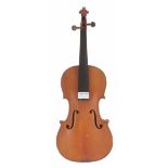 French three-quarter size violin labelled Mansuy, 13 1/4", 33.70cm