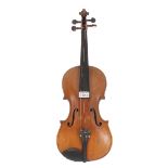 Late 19th century violin labelled Nicolaus, Amatus..., 14 1/4", 36.20cm, case *This violin is sold