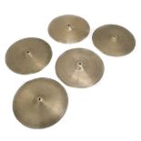 An assortment of four vintage Zildjian 16" cymbals; together with a Zyn 5 Star cymbal (5)