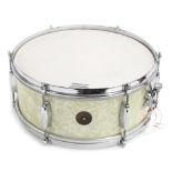 1960s Gretsch Dixieland 14" x 5" 6 lug snare drum; Finish: white marine pearl (at fault)