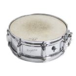 Late 1960s Rogers Powertone 14" snare drum; Finish: chrome; Serial no.: 21266