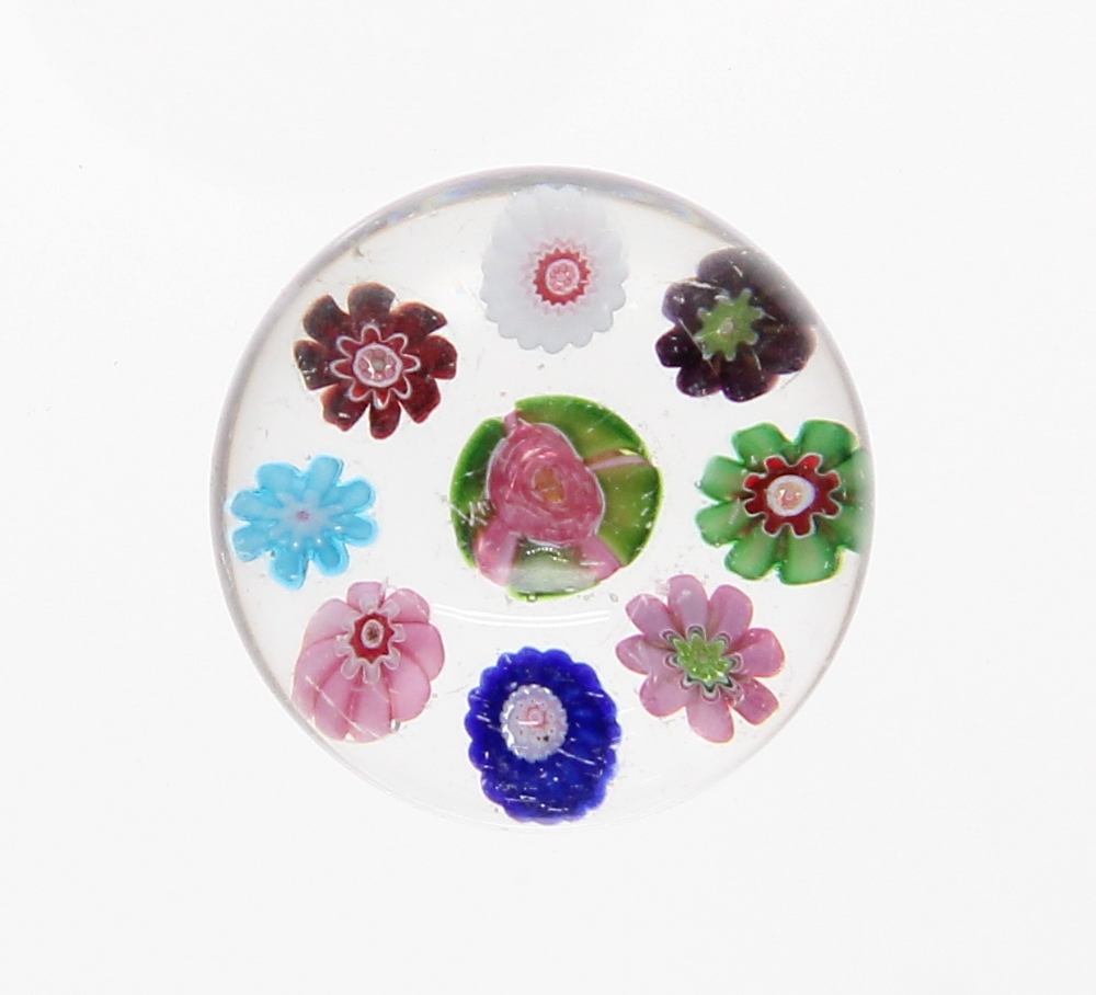 Miniature glass and millefiori paperweight probably Clichy, with multicoloured short canes around - Image 2 of 3