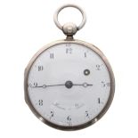 French silver verge pocket watch, the gilt fusee movement signed Hessen á Paris, no. 4354, with