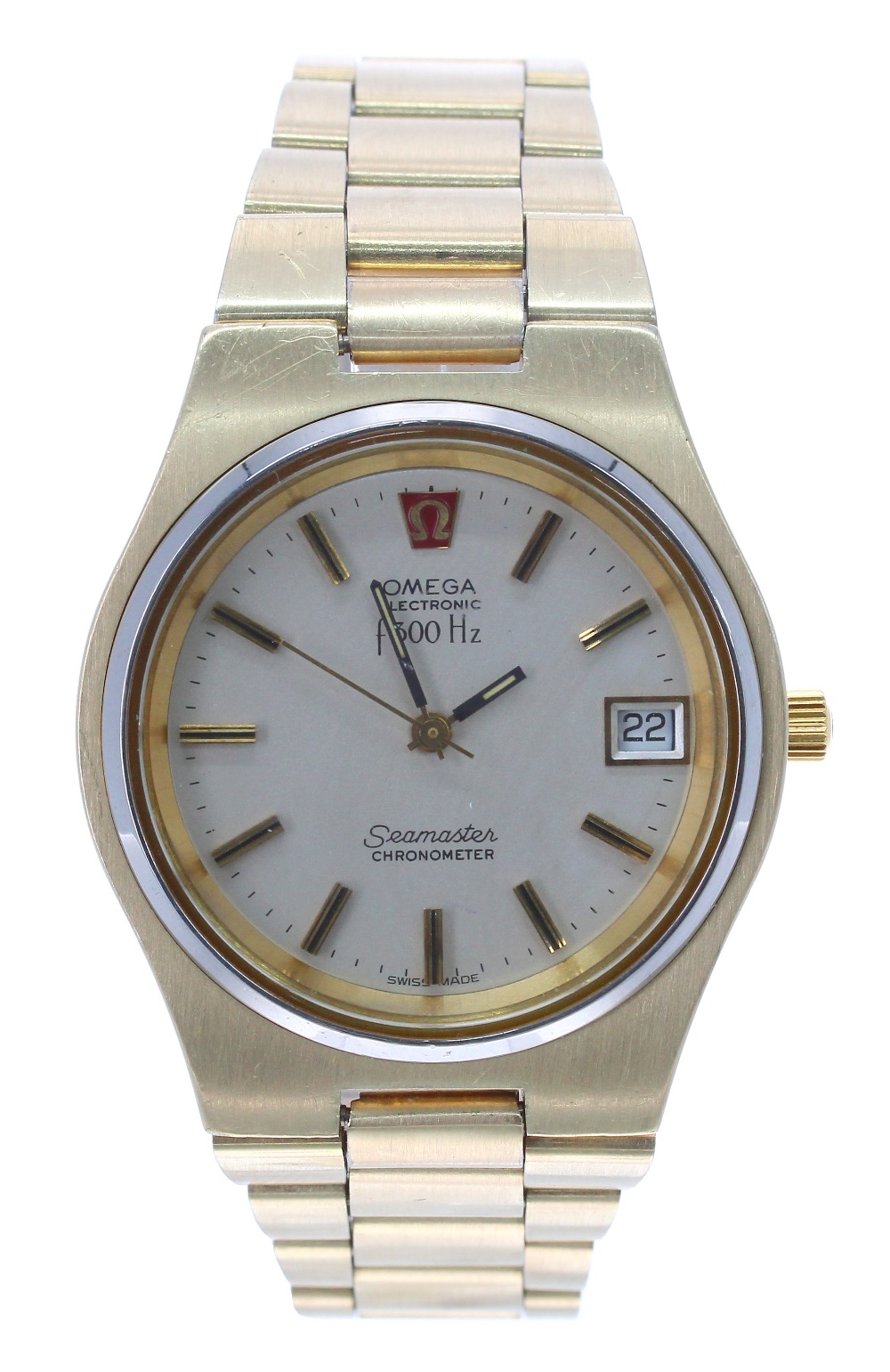 Omega Seamaster Electronic f300Hz Chronometer gold plated and stainless steel gentleman's bracelet