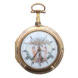 English 18th century gilt metal verge pair cased pocket watch, the fusee movement signed Jon