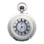 Charles Frodsham & Co. silver keyless lever half hunter pocket watch, London 1896, three-quarter