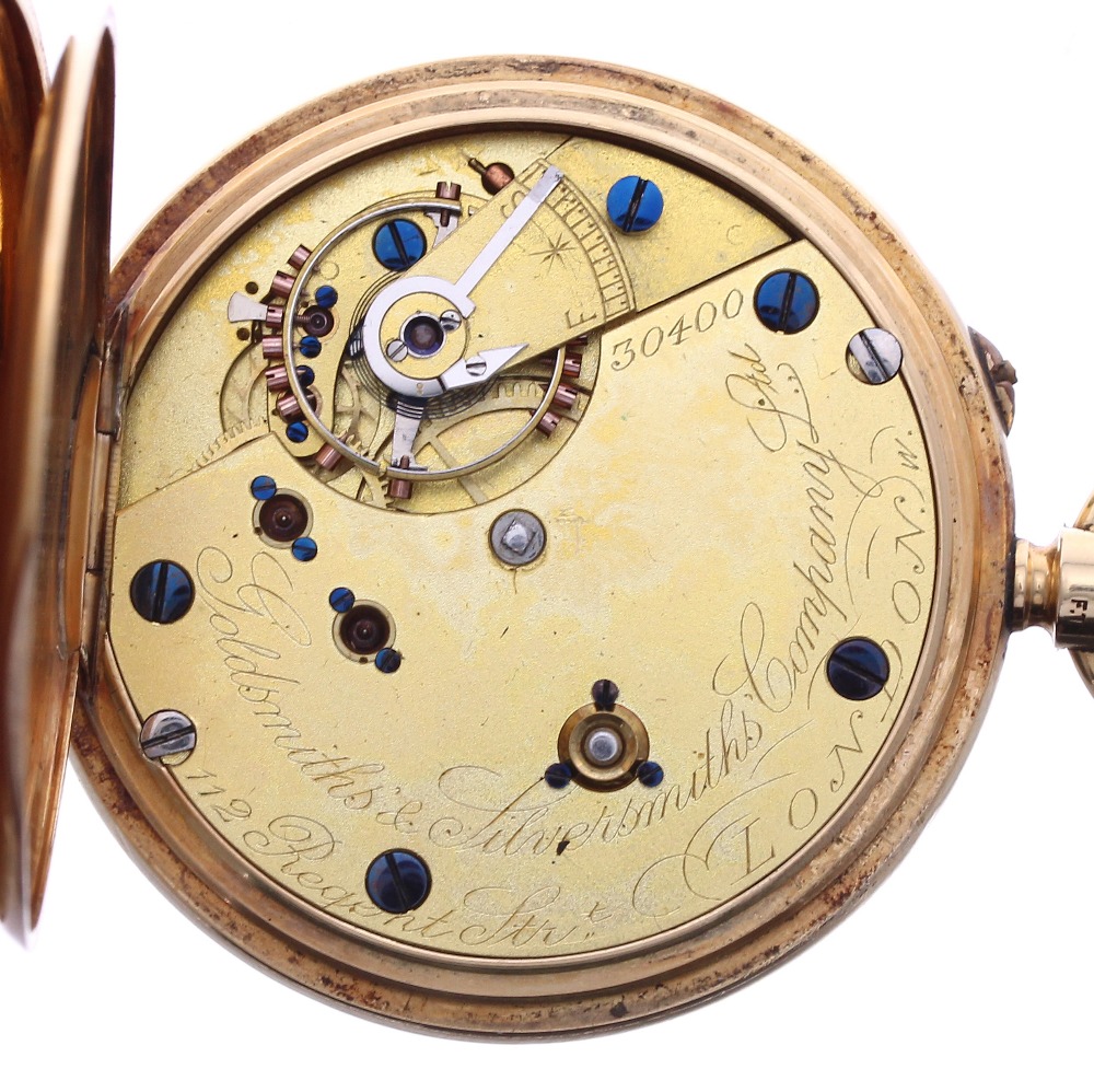 Goldsmiths & Silversmiths Company 18ct lever pocket watch, London 1908, signed three quarter plate - Image 3 of 3