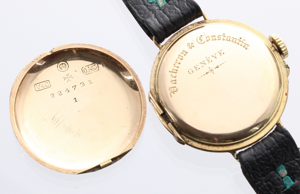 Vacheron & Constantin, Genéve 14ct wire-lug lady's wristwatch, circa 1915-20, signed white dial with - Image 4 of 5