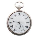 Early 19th century silver fusee lever pocket watch, London 1816, early lever movement with Savage