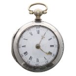 George III silver fusee verge pair cased pocket watch, London 1777, the movement signed Hen'y