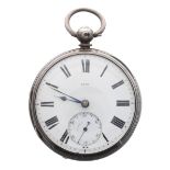 Victorian silver fusee lever pocket watch, London 1866, unsigned movement, no. 2827 with engraved