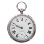 Heavy Victorian silver fusee lever pocket watch, Birmingham 1885, unsigned movement, no. 22834