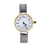 Baume & Co. 18ct Borgel wire-lug officers wristwatch, import hallmarks for London 1925, white enamel