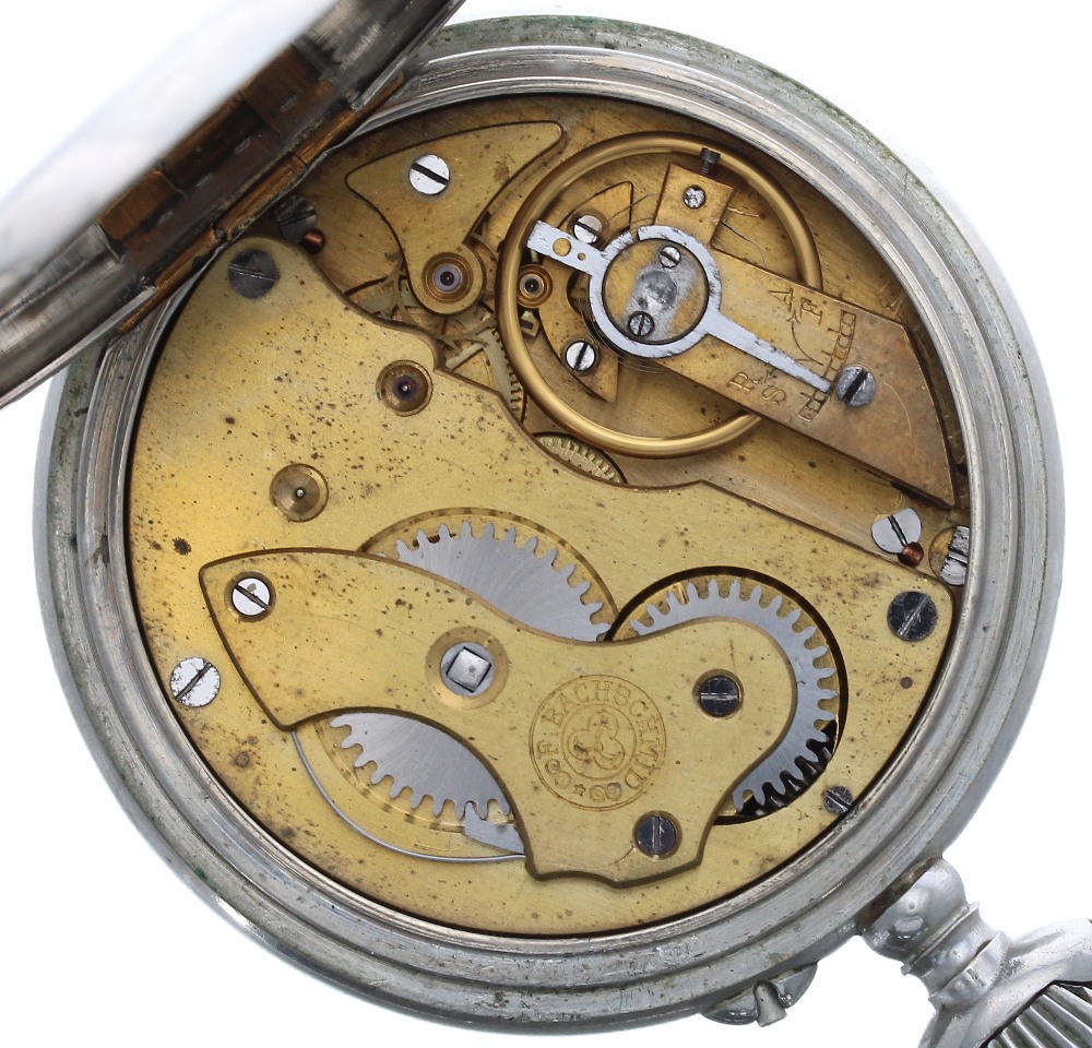 F. Bachschmid Patent centre second nickel cased lever pocket watch, signed gilt frosted movement - Image 3 of 3