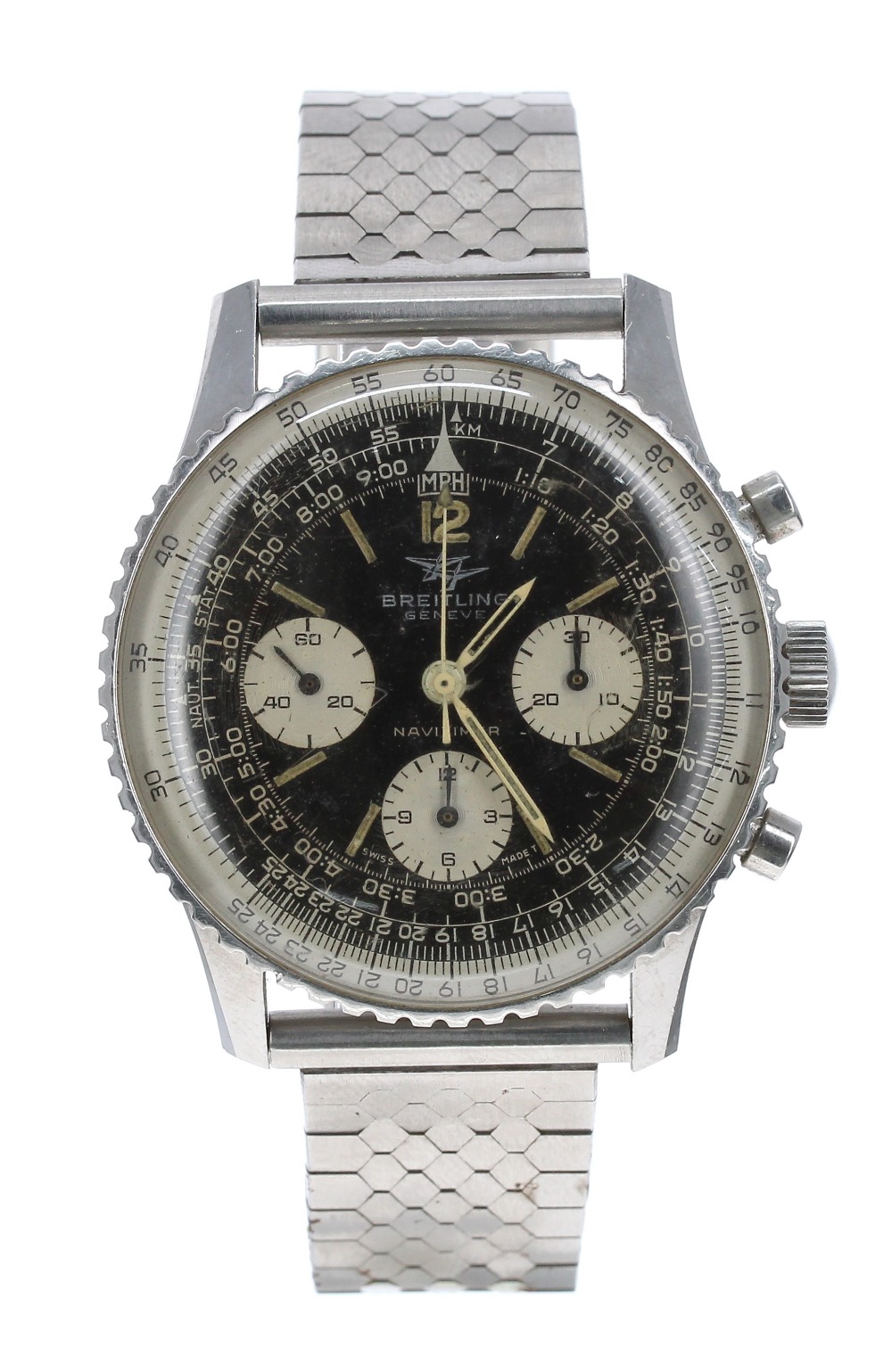 Breitling Navitimer chronograph stainless steel gentleman's bracelet watch, ref. 806, circa 1966,