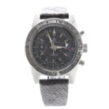 Ollech & Wajs Chronographe stainless steel gentleman's wristwatch, circa 1970, circular black dial