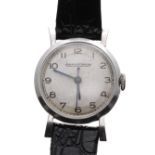 Jaeger-LeCoultre stainless steel lady's wristwatch, case no. 424839, silvered dial with Arabic