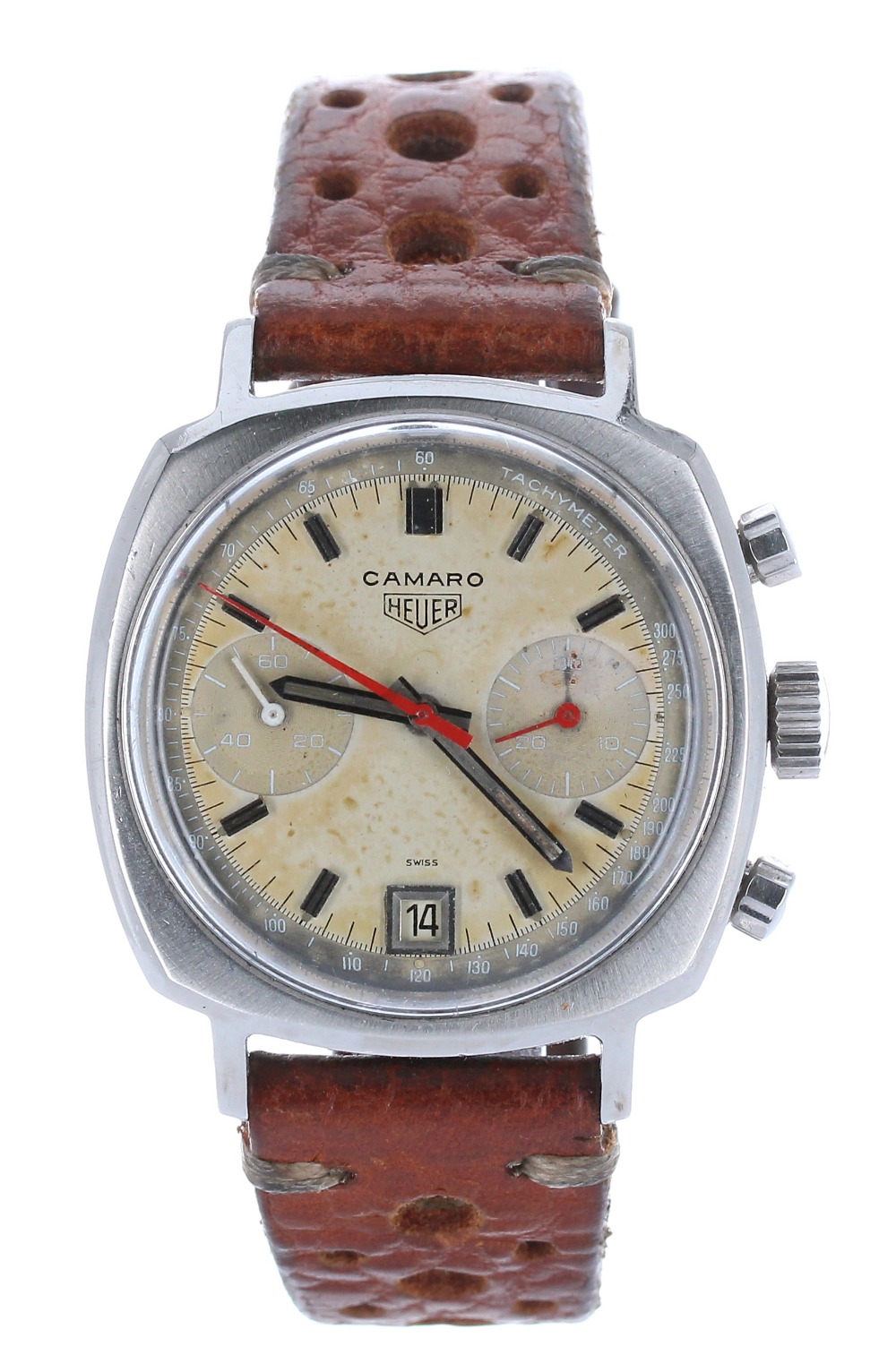 Heuer Camaro chronograph stainless steel gentleman's wristwatch, ref. 73443, serial no. 213xxx,