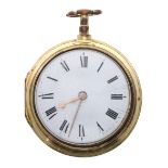 English early 19th century gilt metal fusee verge pair cased pocket watch, the movement signed Haley
