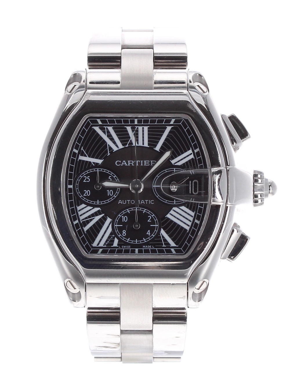 Cartier Roadster chronograph automatic stainless steel gentleman's bracelet watch, ref. 2618, serial