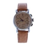 Olma chronograph stainless steel gentleman's wristwatch, circa 1950s, the dial with Arabic numerals,