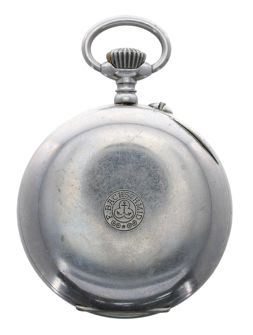 F. Bachschmid Patent centre second nickel cased lever pocket watch, signed gilt frosted movement - Image 2 of 3