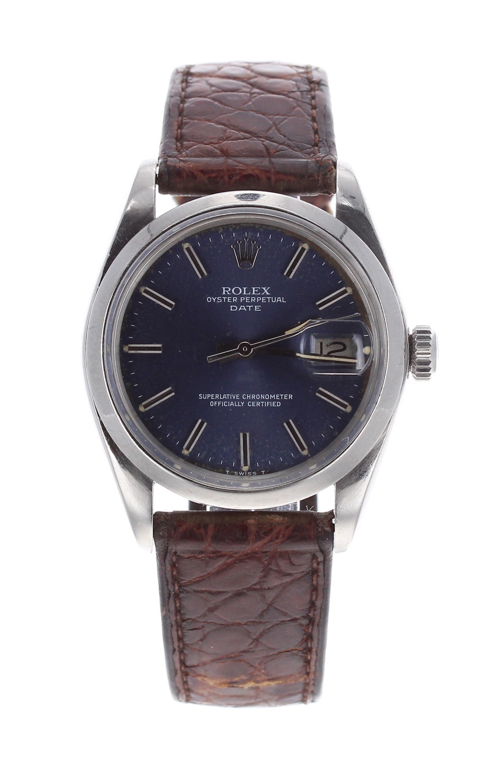 Rolex Oyster Perpetual Date stainless steel gentleman's wristwatch, ref. 1500, circa 1975, serial