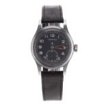 Vertex WWII Military issue stainless steel gentleman's wristwatch, signed circular black dial with