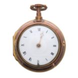 18th century gilt metal verge pair cased pocket watch, the fusee movement signed Thos Smith,