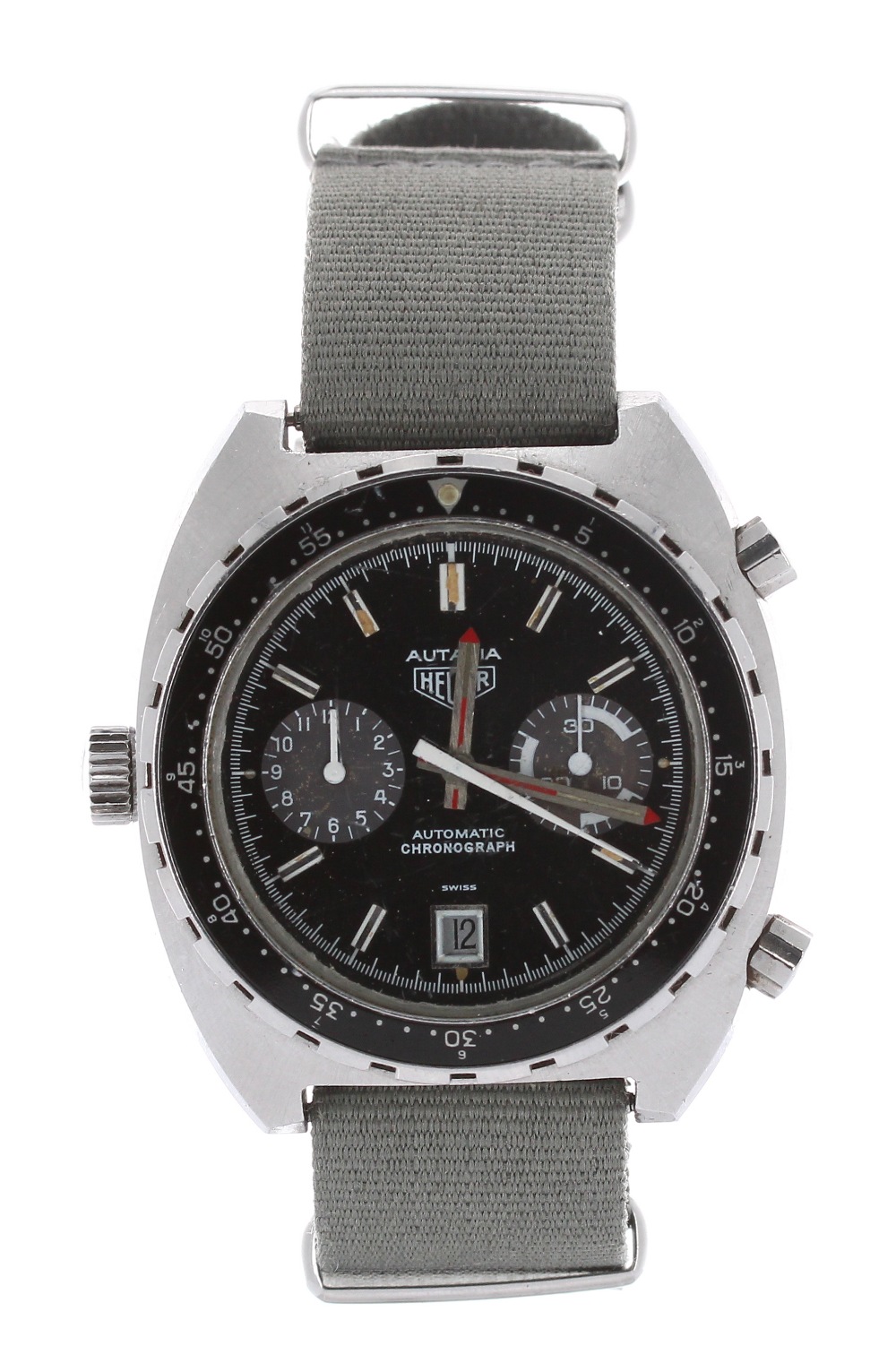 Heuer Autavia Chronograph automatic stainless steel gentleman's wristwatch, ref. 11063V, circa