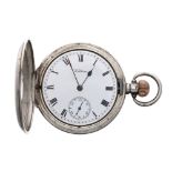 Waltham Traveler silver lever half hunter pocket watch, Birmingham 1912, signed movement with