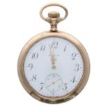 Elgin gold plated lever pocket watch, circa 1913, signed movement with compensated balance and