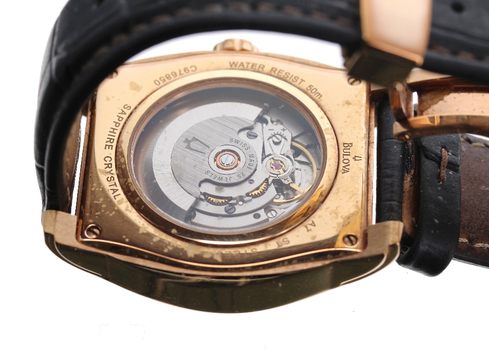Bulova Accutron automatic rectangular gold plated gentleman's wristwatch, ref. C976850, black dial - Image 3 of 3
