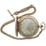 Swiss gold plated lever hunter pocket watch, circa 1930, unsigned gilt frosted movement, the